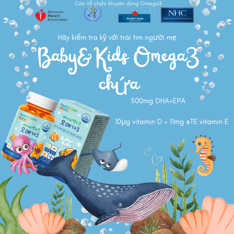 DHA, EPA Nutri D-DAY Baby & Kids Omega 3 phát triển trí não trẻ em