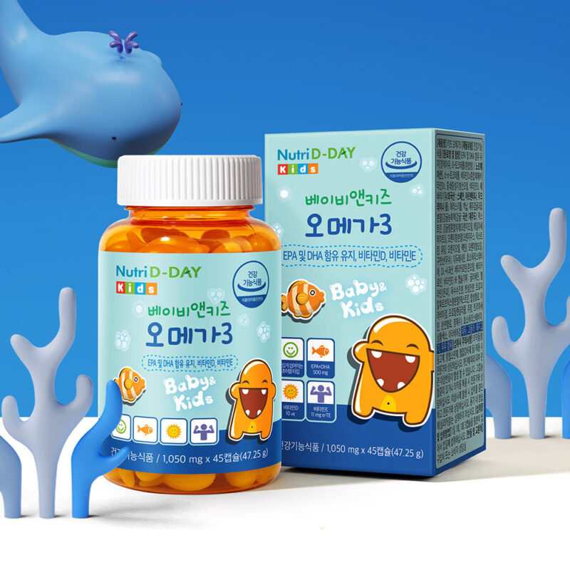 Viên uống bổ sung DHA, EPA Nutri D-DAY Baby & Kids Omega 3 phát triển trí não trẻ em